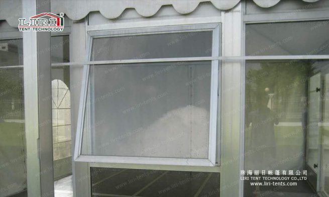 opening window for tent glass wall